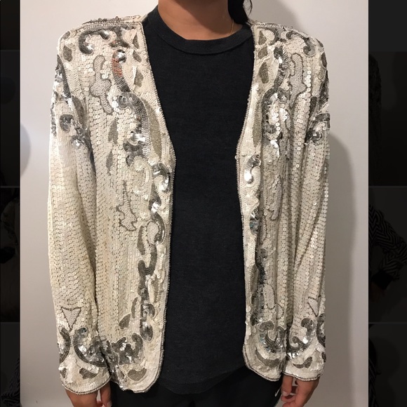 white sequin jacket